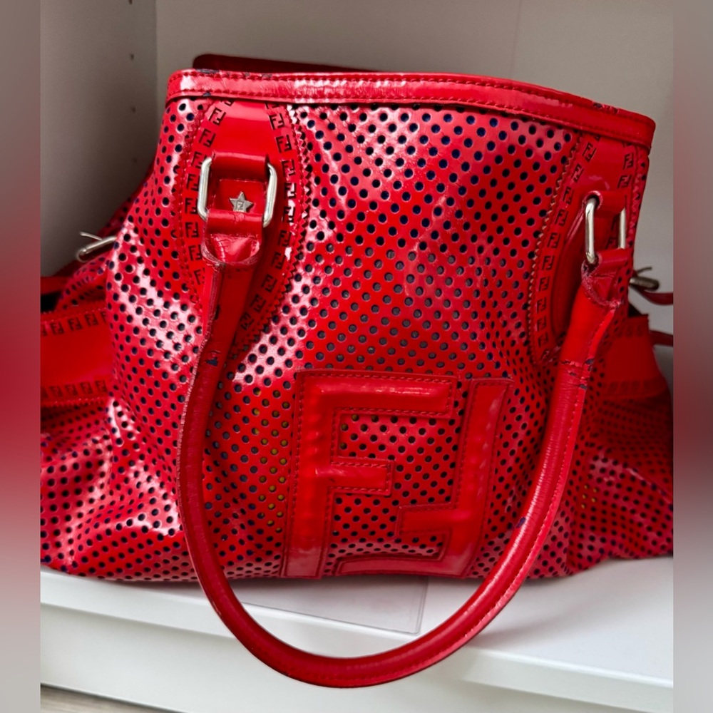Fendi Vibrant Red Perforated Tote